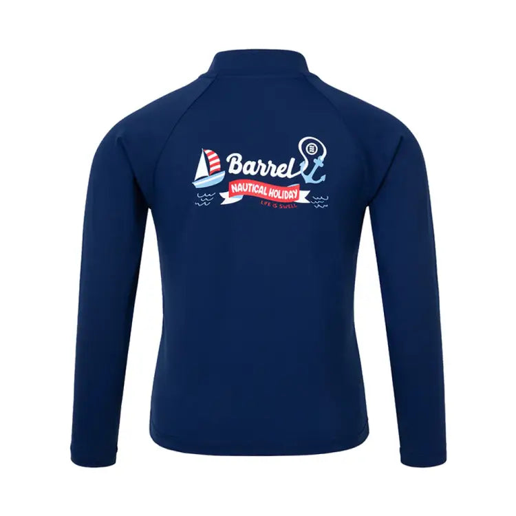 Rashguards: Barrel Kids Nautical ZipUp Rashguard-NAVY - 2025, BARREL, BARREL HK, BRIV25HKOP02, Clothing