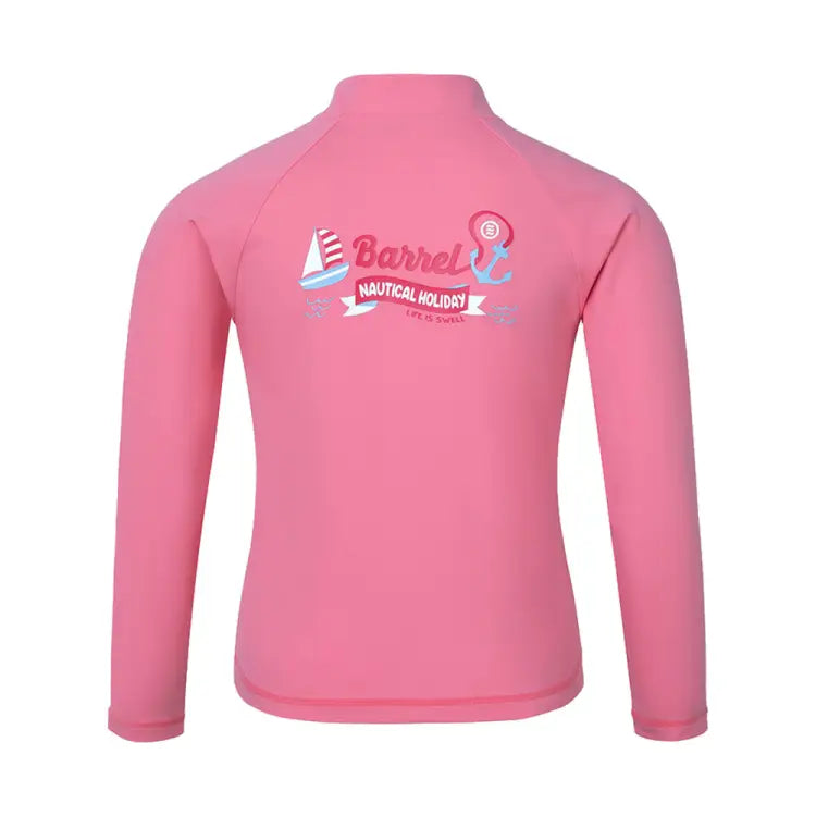 Rashguards: Barrel Kids Nautical ZipUp Rashguard-ROSE - 2025, BARREL, BARREL HK, BRIV25HKOP02, Clothing
