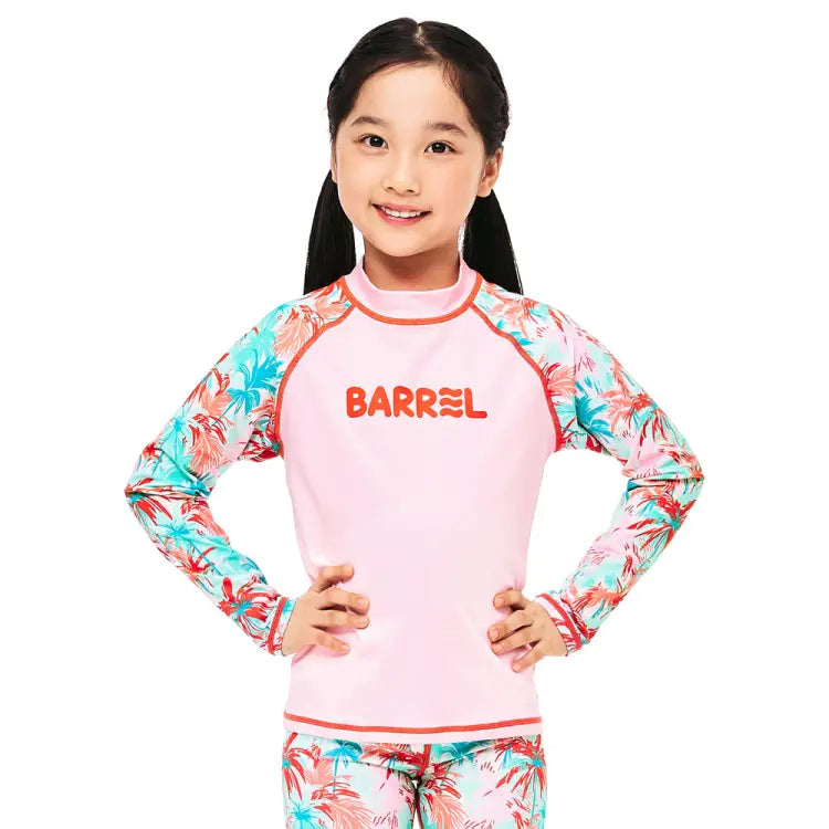 Rashguards: Barrel Kids Tropical L/S Rashguard-PINK - Barrel / Pink / 130 / 2025, BARREL, BARREL HK, BRIV25HKOP02, Clothing