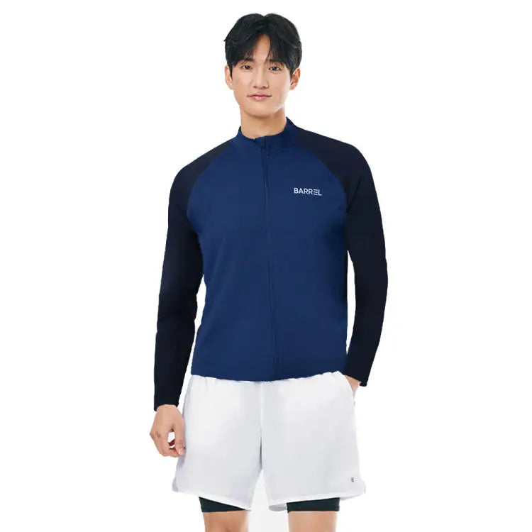 Rashguards: Barrel Men Color Scheme ZipUp Rashguard-NAVY - 2025, BARREL, BARREL HK, BRIV25HKOP02, Clothing