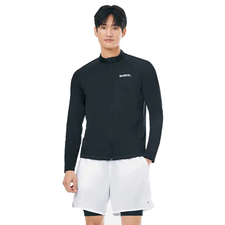 Rashguards: Barrel Men Essential Relax Fit Zip Up Rashguard-BLACK - 2025, BARREL, BARREL HK, Black, BRIV25HKOP01