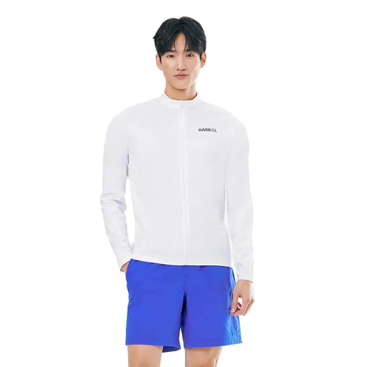 Rashguards: Barrel Men Essential Relax Fit Zip Up Rashguard-WHITE - 2025, BARREL, BARREL HK, BRIV25HKOP01, Clothing