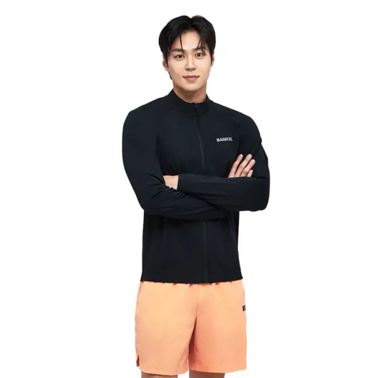 Barrel Men Essential Relax ZipUp Rashguard-BLACK - Rashguards | BARREL HK
