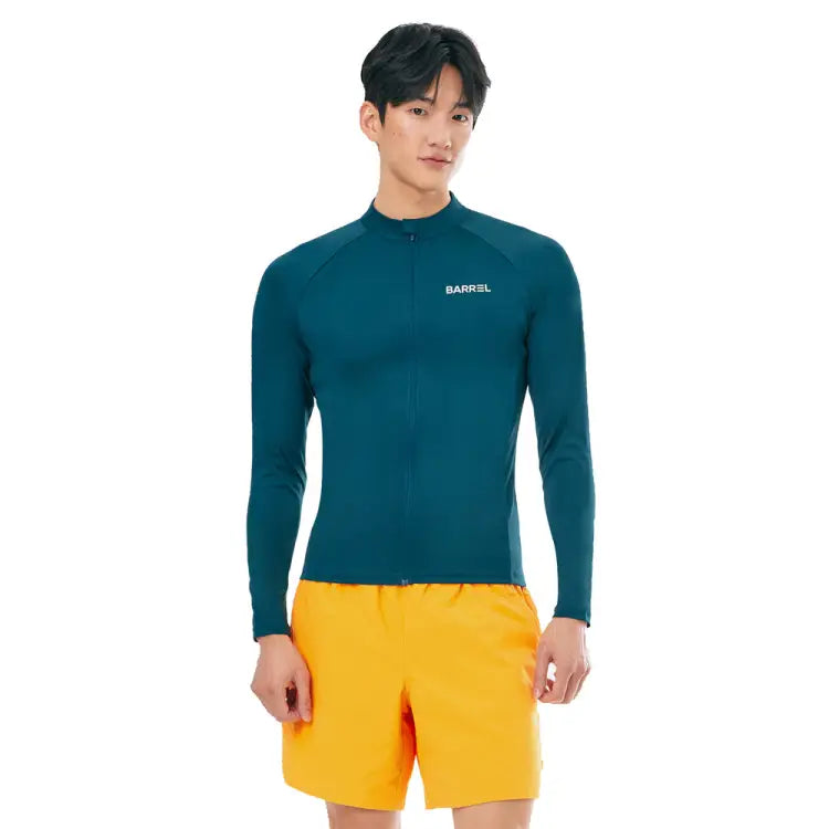 Rashguards: Barrel Men Essential Zip Up Rashguard-GREEN - Barrel / Green / M (95) / 2025, BARREL, BARREL HK, BRIV25HKOP01, Clothing
