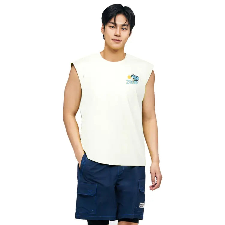 Rashguards: Barrel Men Tropical Sleeveless Rashguard-IVORY - 2025, BARREL, BARREL HK, BRIV25HKOP02, Clothing