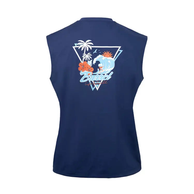 Rashguards: Barrel Men Tropical Sleeveless Rashguard-NAVY - 2025, BARREL, BARREL HK, BRIV25HKOP02, Clothing