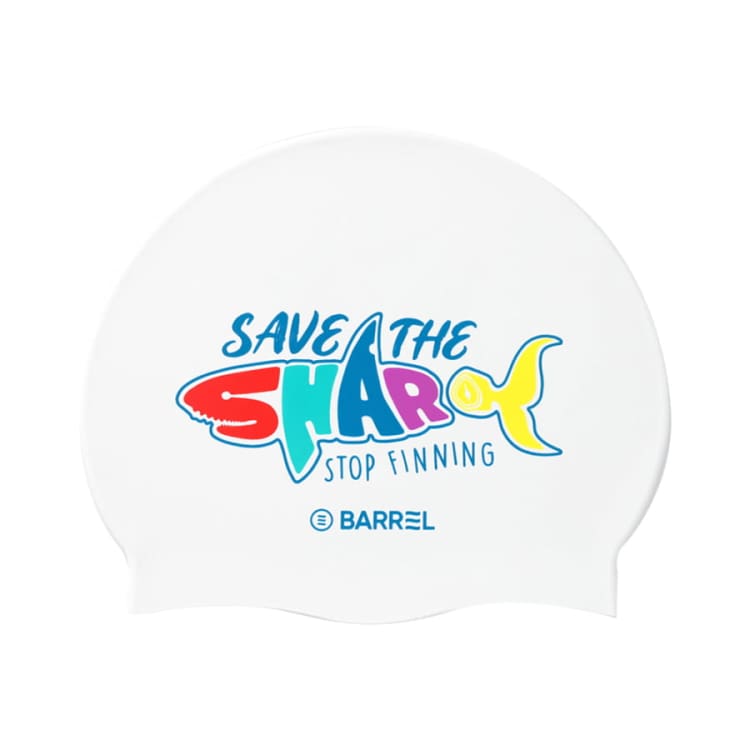 Barrel Save The Shark Silicone Swim Cap - WHITE - Barrel / White / ON - Swim Caps | BARREL HK
