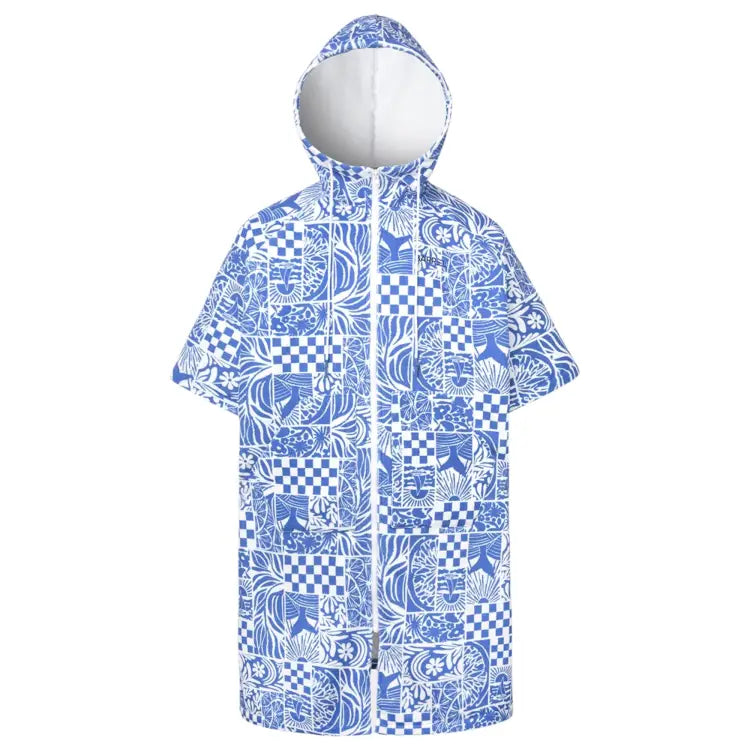 Towels & Ponchos: Barrel Unisex Checked Zipup Poncho Towel-BLUE - Barrel / Blue / M / 2025, Accessories, BARREL, BARREL HK, Blue