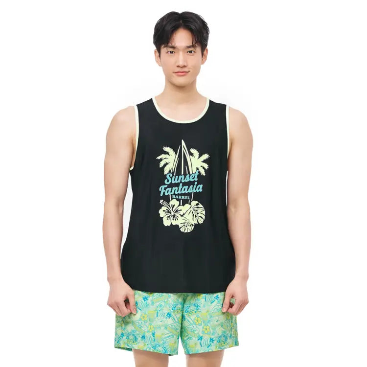 Rashguards: Barrel Unisex Tropical Sleeveless Rash Guard-BLACK - 2025, BARREL, BARREL HK, Black, BRIV25HKOP03