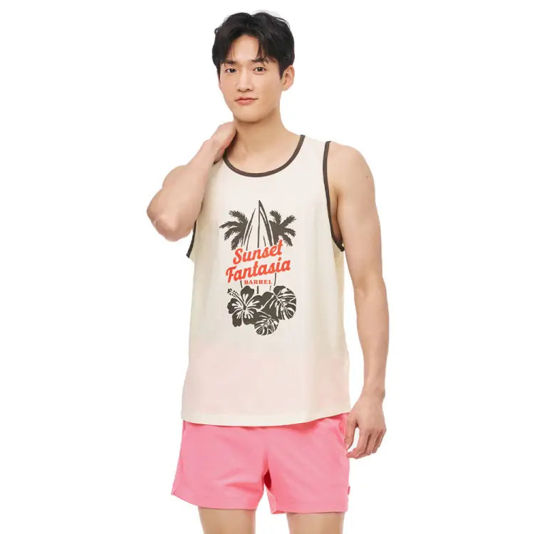 Rashguards: Barrel Unisex Tropical Sleeveless Rash Guard-IVORY - 2025, BARREL, BARREL HK, BRIV25HKOP03, Clothing