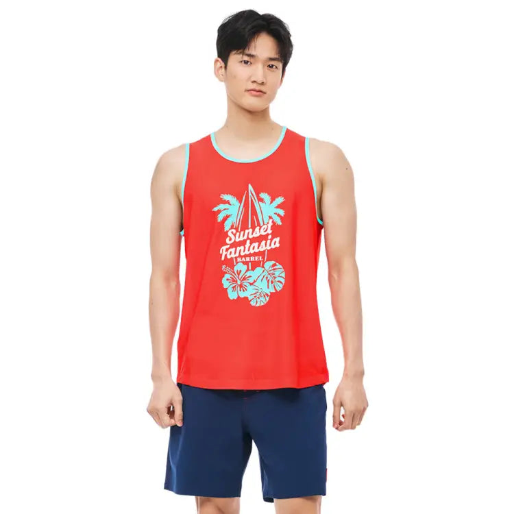 Rashguards: Barrel Unisex Tropical Sleeveless Rash Guard-RED - 2025, BARREL, BARREL HK, BRIV25HKOP03, Clothing