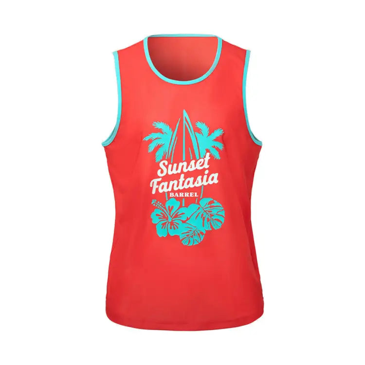 Rashguards: Barrel Unisex Tropical Sleeveless Rash Guard-RED - Barrel / Red / M (95) / 2025, BARREL, BARREL HK, BRIV25HKOP03, Clothing