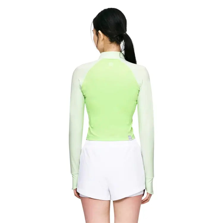 Rashguards: Barrel Women Color Scheme Crop Zip Rashguard-LIME - 2025, BARREL, BARREL HK, BRIV25HKOP02, Clothing