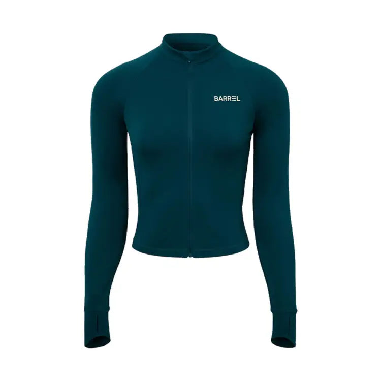 Rashguards: Barrel Women Essential Crop Zip Rashguard-GREEN - Barrel / Burgundy / S (85) / 2025, BARREL, BARREL HK, BRIV25HKOP02, Burgundy