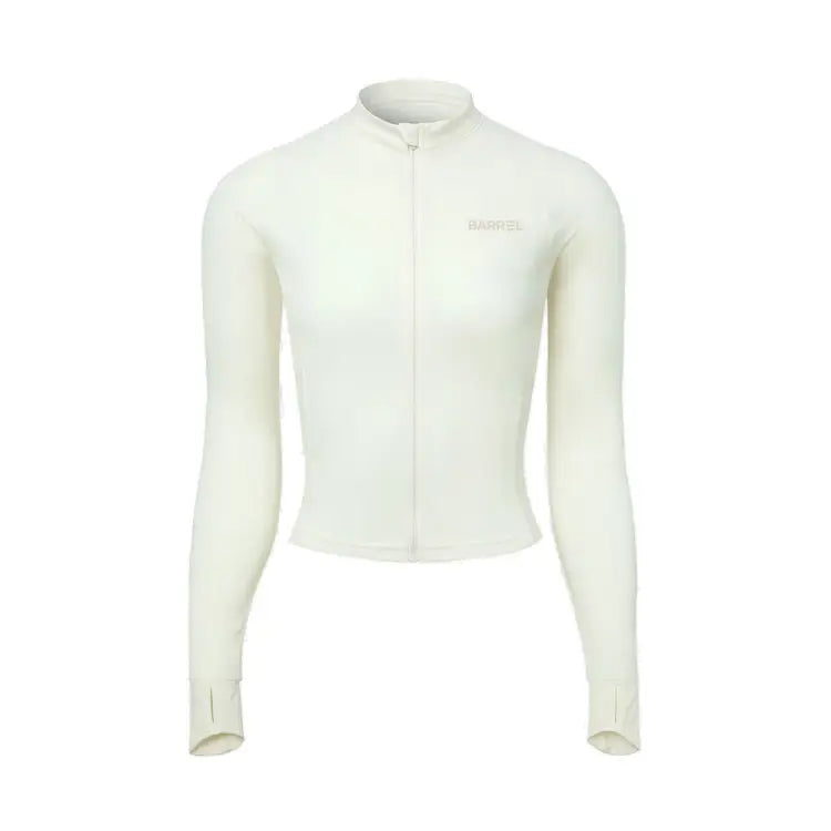 Rashguards: Barrel Women Essential Crop Zip Rashguard-IVORY - Barrel / Ivory / S (85) / 2025, BARREL, BARREL HK, BRIV25HKOP02, Clothing