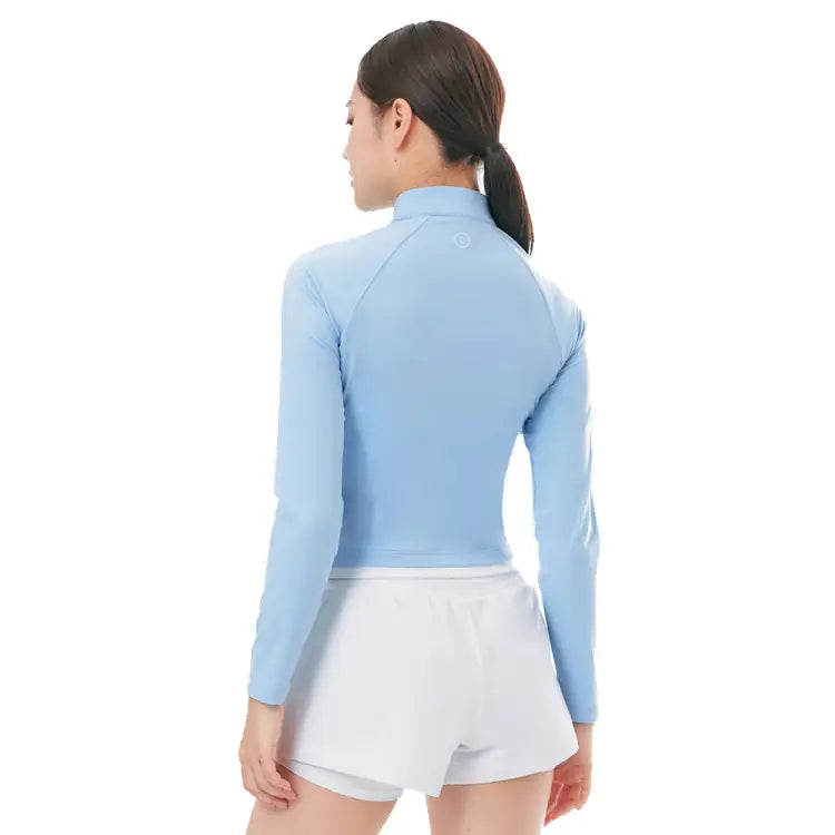 Rashguards: Barrel Women Essential Half Zip Crop Rashguard-BLUE - 2025, BARREL, BARREL HK, Blue, BRIV25HKOP01