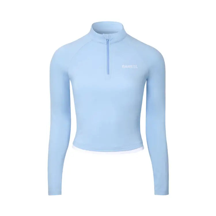 Rashguards: Barrel Women Essential Half Zip Crop Rashguard-BLUE - Barrel / Blue / S (85) / 2025, BARREL, BARREL HK, Blue, BRIV25HKOP01