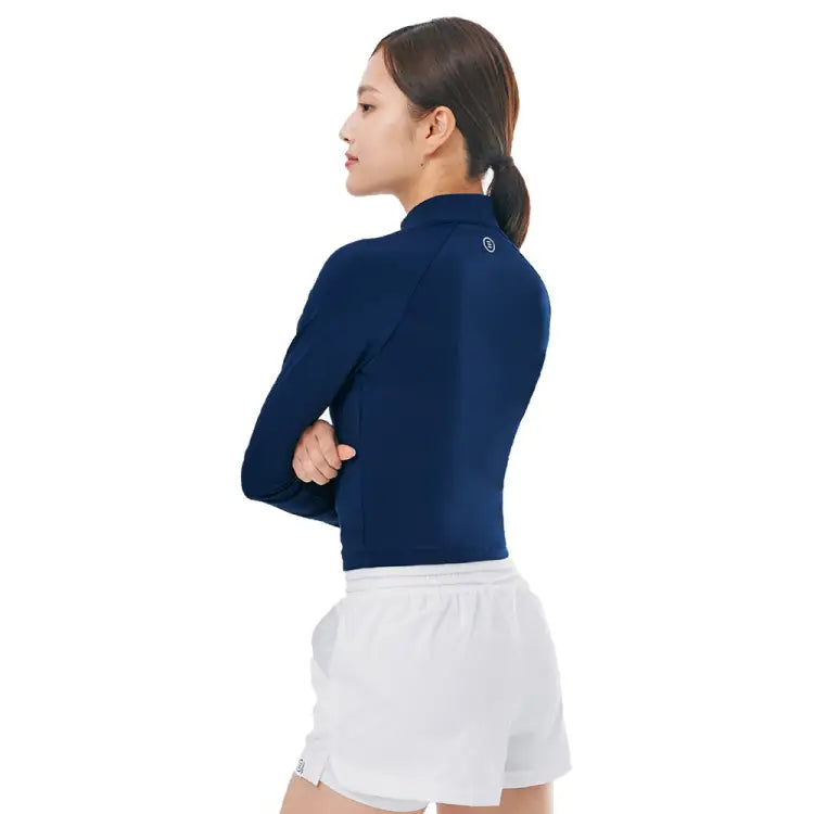 Rashguards: Barrel Women Essential Half Zip Crop Rashguard-NAVY - 2025, BARREL, BARREL HK, Blue, BRIV25HKOP01