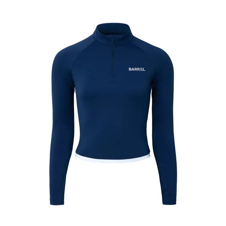 Rashguards: Barrel Women Essential Half Zip Crop Rashguard-NAVY - Barrel / Blue / S (85) / 2025, BARREL, BARREL HK, Blue, BRIV25HKOP01