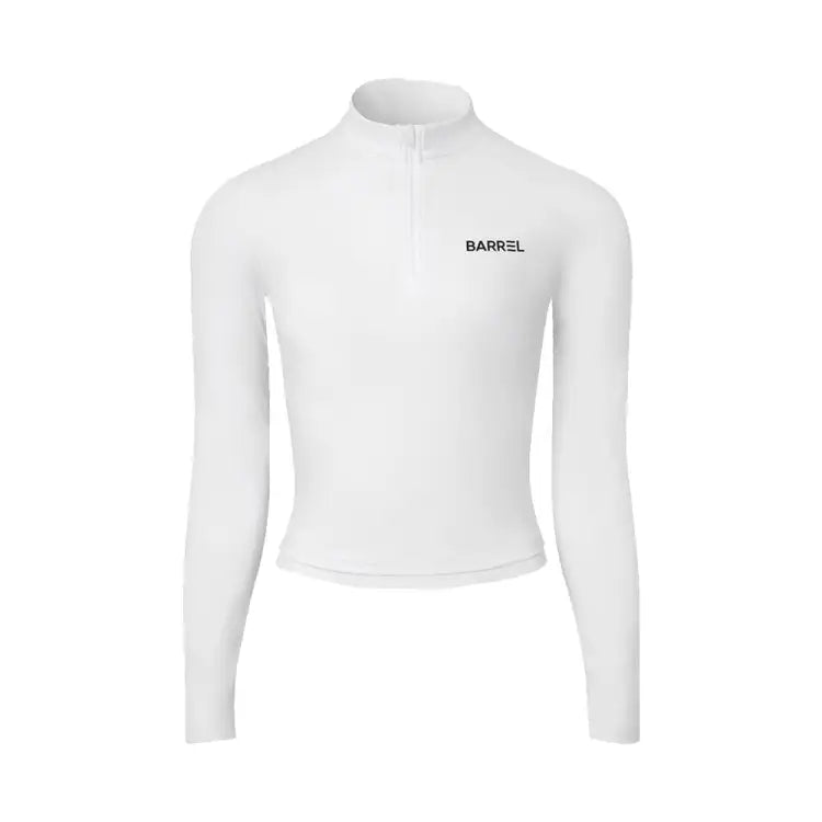 Rashguards: Barrel Women Essential Half Zip Crop Rashguard-WHITE - Barrel / White / S (85) / 2025, BARREL, BARREL HK, BRIV25HKOP01,
