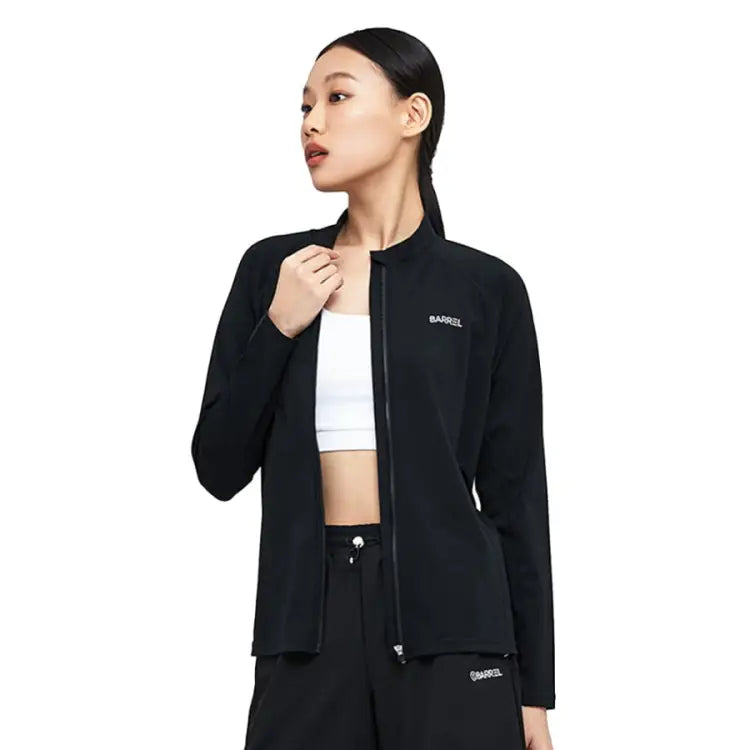 Barrel Women Essential Relax Fit Zip Up Rash Guard-BLACK - Rashguards | BARREL HK