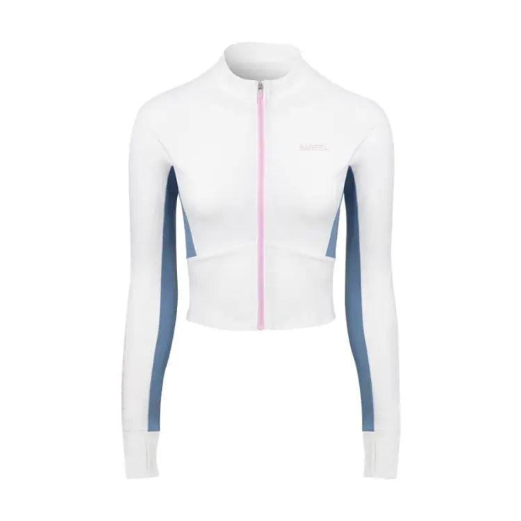 Barrel Women Motion Crop Zip-Up Rash Guard-WHITE - Barrel / White / S (085) - Rashguards | BARREL HK