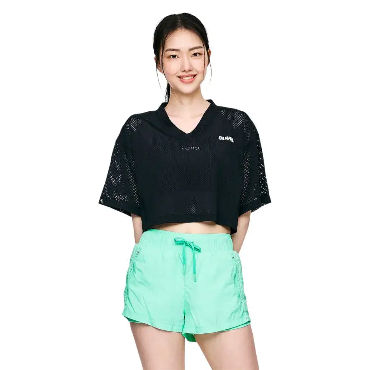 Cover Up: Barrel Women Motion Mesh Crop Cover Up-BLACK - 2025, BARREL, BARREL HK, Black, BRIV25HKOP02