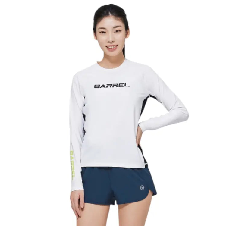 Rashguards: Barrel Women Motion RelaxFit Rashguard-WHITE - 2023_1st, B3SWWRG002BLK080, B3SWWRG002BLK085, B3SWWRG002BLK090, B3SWWRG002BLK095
