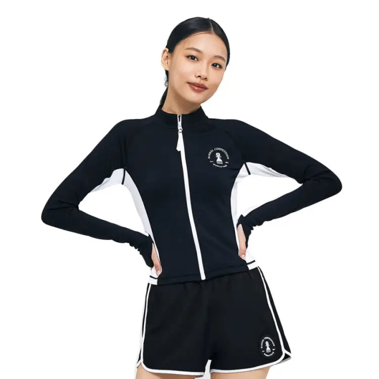 Barrel Women Nautical Crop ZipUp Rashguard-BLACK - Rashguards | BARREL HK