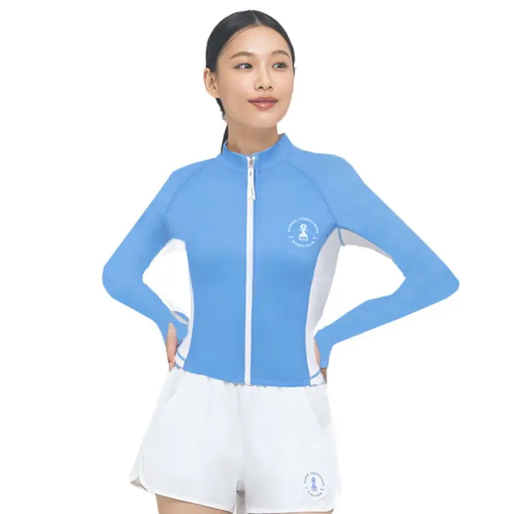 Barrel Women Nautical Crop ZipUp Rashguard-BLUE - Rashguards | BARREL HK