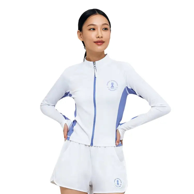Barrel Women Nautical Crop ZipUp Rashguard-WHITE - Rashguards | BARREL HK