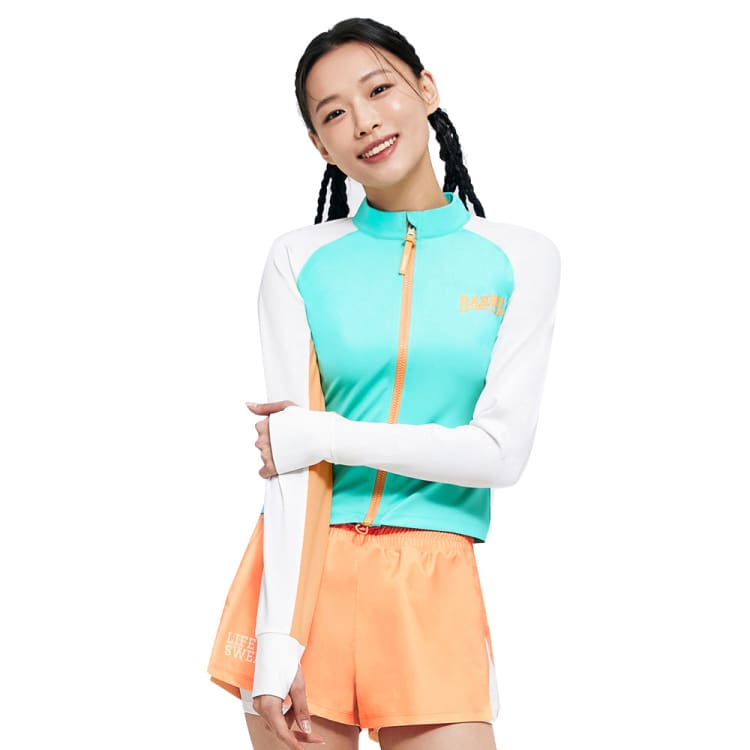 Rashguards: Barrel Women Romantic Crop Zip Up Rashguard-MINT - BARREL, BARREL HK, BRIV24HKOPT02, Clothing, Fashion | B4SWWCZ004OWT085