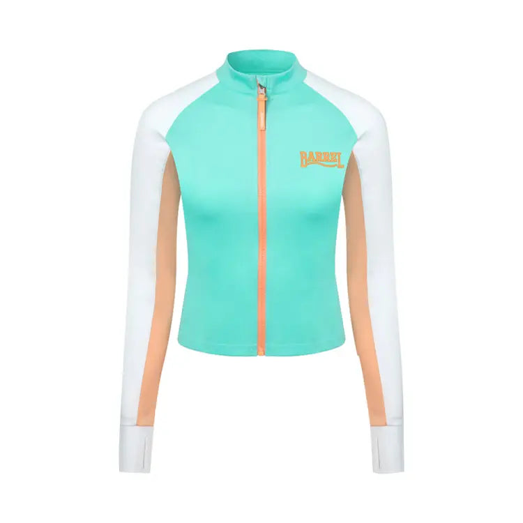 Rashguards: Barrel Women Romantic Crop Zip Up Rashguard-MINT - Barrel / Mint / S / BARREL, BARREL HK, BRIV24HKOPT02, Clothing, Fashion