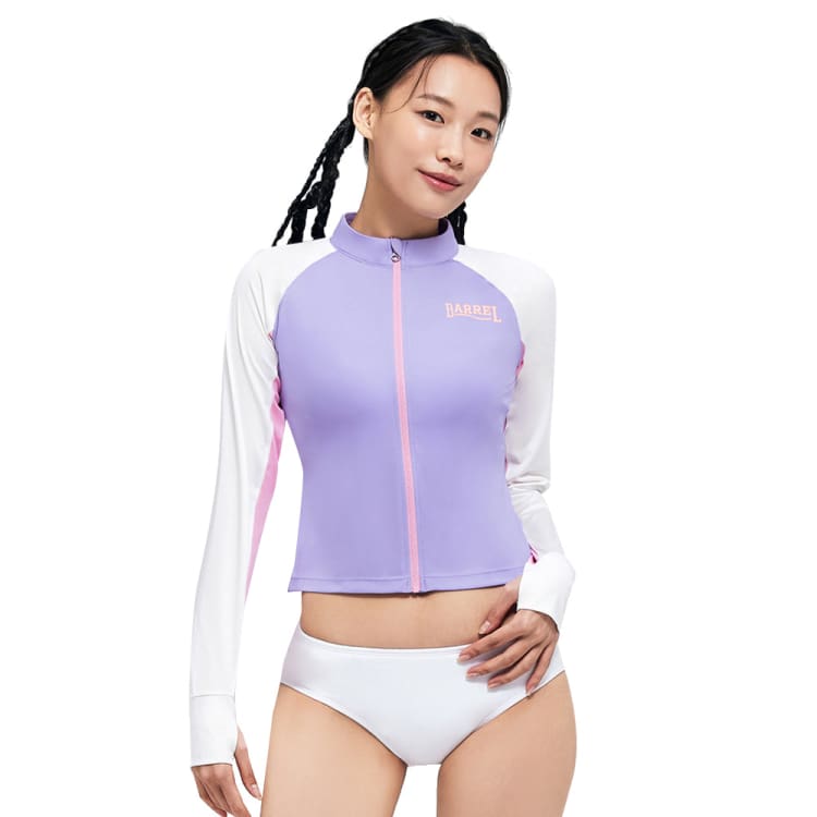 Rashguards: Barrel Women Romantic Crop Zip Up Rashguard-PURPLE - BARREL, BARREL HK, BRIV24HKOPT02, Clothing, Fashion | B4SWWCZ002LAV085