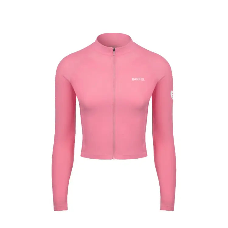 Rashguards: Barrel Women Sunset Crop Zip-Up Rashguard-PINK - Barrel / Pink / S (85) / 2023_2nd, B3SWWCR005BLK080, B3SWWCR005BLK085,
