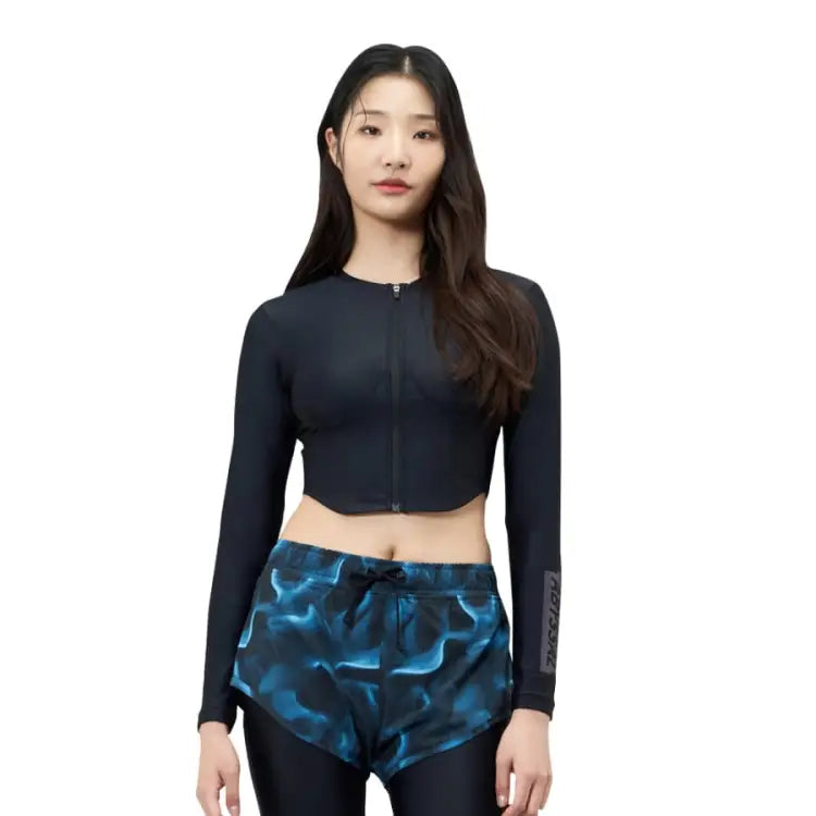 Barrel Womens Abyssal Crop ZipUp Rashguard-BLACK - Rashguards | BARREL HK