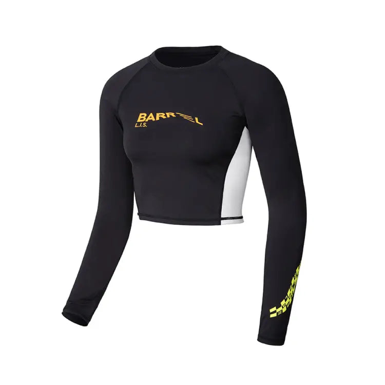 Rashguards: Barrel Womens Move Crop Rashguard-BLACK - 2022, BARREL, BARREL HK, Barrel / Orange / L, Barrel / Orange / M