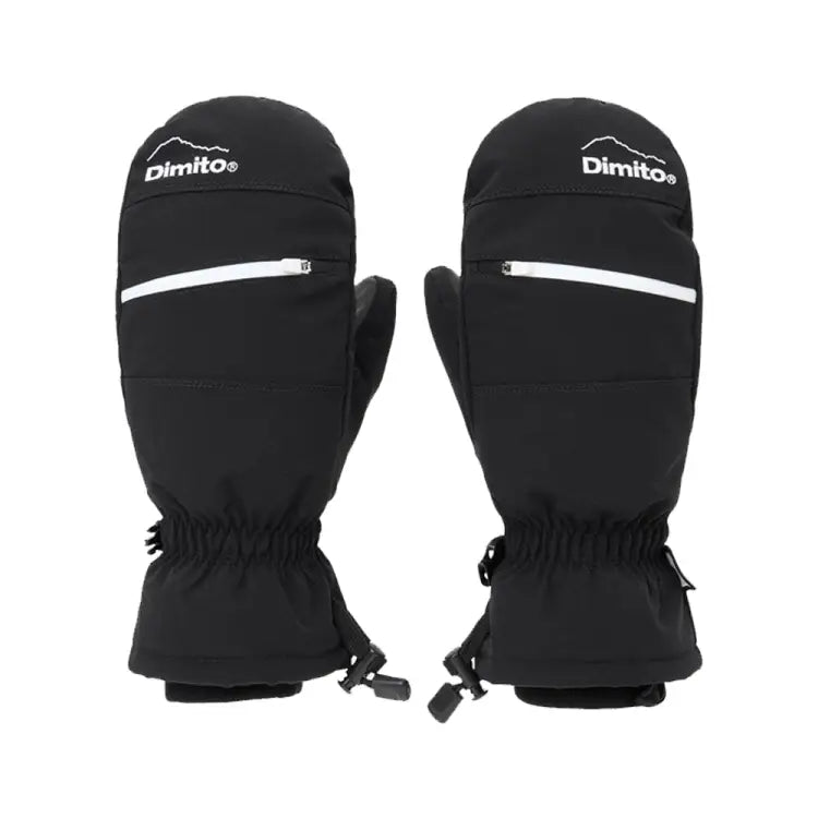 Gloves & Mittens / Snow: Dimito Block Zip Mitten Glove-BLACK - Dimito / Black / XS / 2024, Accessories, Black, DIMITO, Gloves
