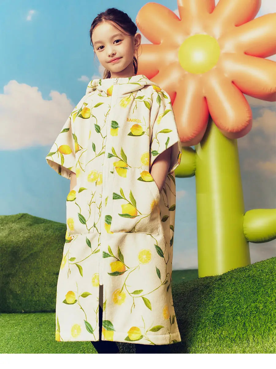 Barrel Kids Lemon Zipup Poncho Towel-YELLOW - Barrel / Lemon / Poncho Towels | BARREL HK