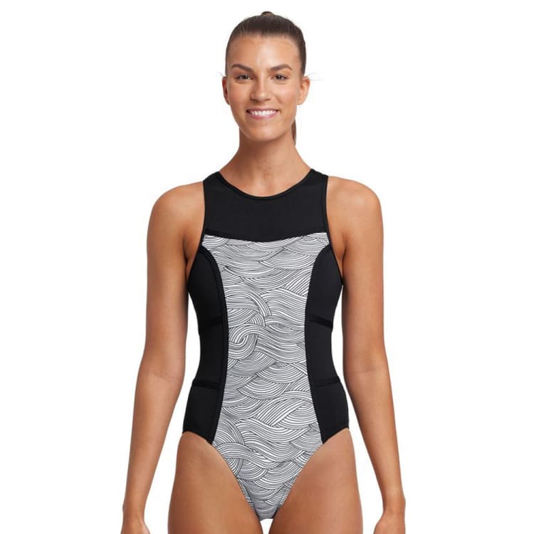 Swimsuits: Funkita Women Hi Flyer One Piece-Ice Current - Black, Clothing, Fashion, FUNKY, Hong Kong | FKS003L7143308