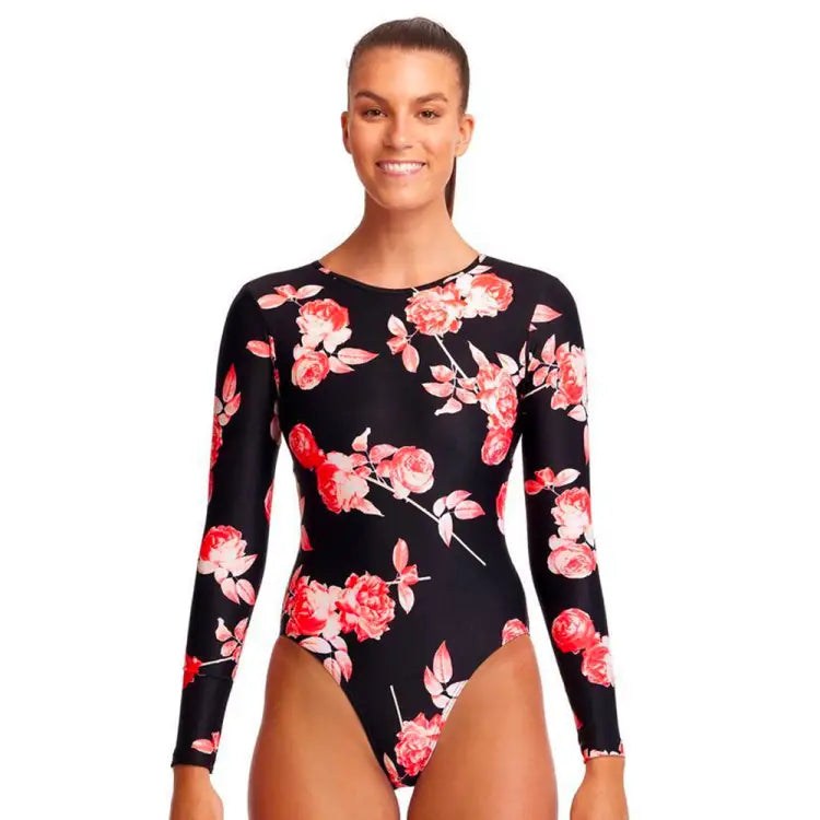 Swimsuits: Funkita Women Long Shot One Piece-Rose Garden - Black, Clothing, Fashion, FUNKY, Hong Kong | FKS060L7124308