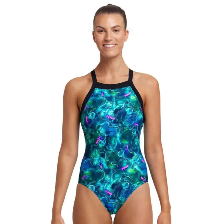 Swimsuits: Funkita Women Sky Hi One Piece-Polar Lights - Black, Clothing, Fashion, FUNKY, Hong Kong | FKS008L7141908
