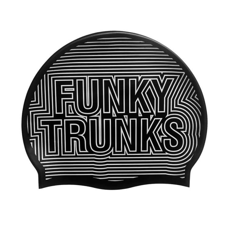 Swim Caps: Funky Silicone Swim Cap-Silver Lines - Funky / Silver Lines / ON / Accessories, Caps, Fashion, FUNKY, Funky Trunks | FT997125800