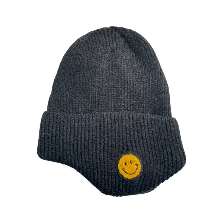 Headwear / Beanies: JP Kids Smiley Beanie-BLACK - JP / Black / Free / 2025, Accessories, Bearx, Black, Head & Neck Wear