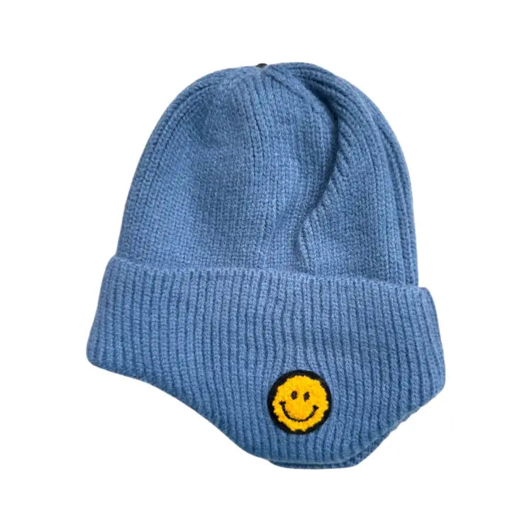 Headwear / Beanies: JP Kids Smiley Beanie-BLUE - JP / Blue / Free / 2025, Accessories, Bearx, Black, Blue | JP4518763026787-BLU