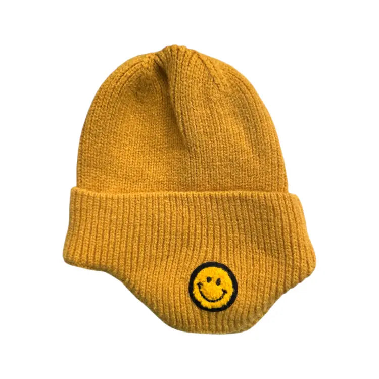 Headwear / Beanies: JP Kids Smiley Beanie-MUSTARD - JP / Mustard / Free / 2025, Accessories, Bearx, Head & Neck Wear, Headwear / Beanies