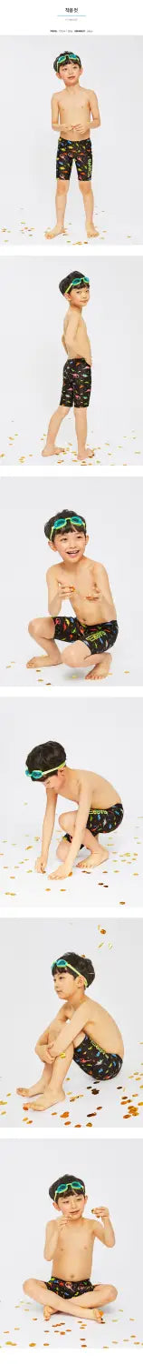 Barrel Kids Training Pattern Jammer Swimsuit-NEON DINO_image
