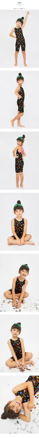 Barrel Kids Training Tech Swimsuit-NEON DINO_image