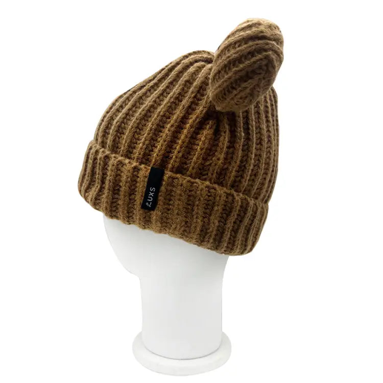 Headwear / Beanies: Lux Bear Beanie-BROWN - Luxs / Brown / Free / 2023, Accessories, Bearx, Brown, Head & Neck Wear | JP-3630-BROWN