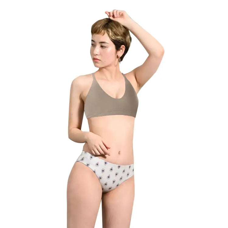 Swim Tops: Maka-Hou Women Back Cross Bra Top-BEIGE (Japanese Brand) - 13W06-12S0014-L, 13W06-12S0014-M, 13W06-12S4408-L, 13W06-12S4408-M,